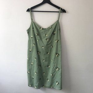 American Eagle sage green embroidered mini dress